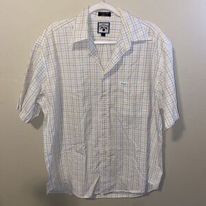 Faconnable Men’s Button Up Shirt Blue/Yellow Plaid